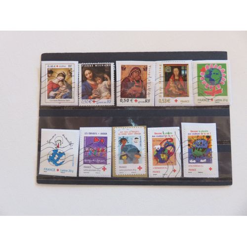 Lot De 10 Timbres Oblitérés "Croix Rouge" De 2002 À 2008