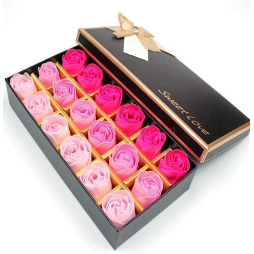 18 Pièces Salle De Bain Parfumée Fleur Bain Corps Savon Pétales De Rose En Boîte-Cadeau(Rose) 