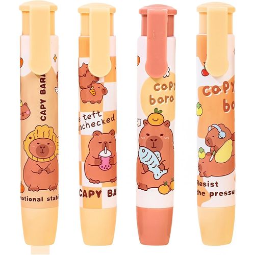 Lot De 4 Gommes Capybara,Gomme Rétractable,Gommes Rétractables Pour Enfants,Étudiants