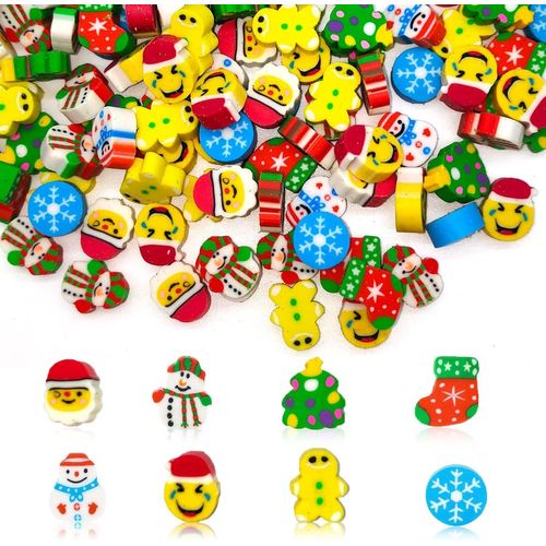 Lot De 150 Mini Gommes De Noël Pour Enfants-Mini Gommes Mignonnes Bonhomme De Neige-Sapin De Noël-Pour Salle De Classe,Devoirs,Récompenses-Cadeau-8 Styles