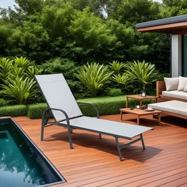 Transat Pliable En Acier Et Polyester Gris Clai