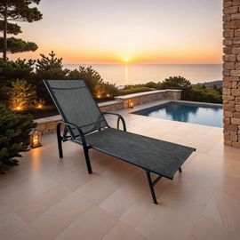 Transat Pliable En Acier Et Polyester Gris Foncé