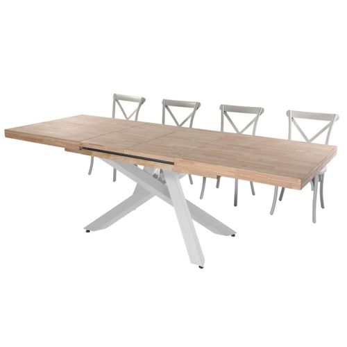Table De Repas Extensible En Bois Clair Et Acier L160