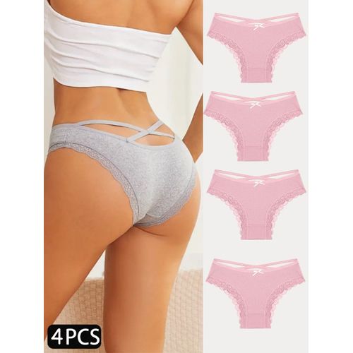 4 Pièces Slips En Coton Pour Femmes Sexy Femme Caleçon Élasticité Confortable Sous-Vêtements Culottes Lingerie S-Xl Solide Document Indispensation