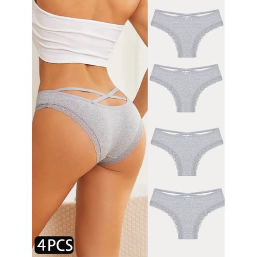 4 Pièces Slips En Coton Pour Femmes Sexy Femme Caleçon Élasticité Confortable Sous-Vêtements Culottes Lingerie S-Xl Solide Document Indispensation
