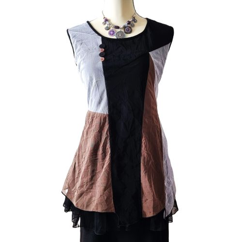 Tunique F.D Joseph Taille Xl Tons Noir Marron Blanc Doublée Tbe