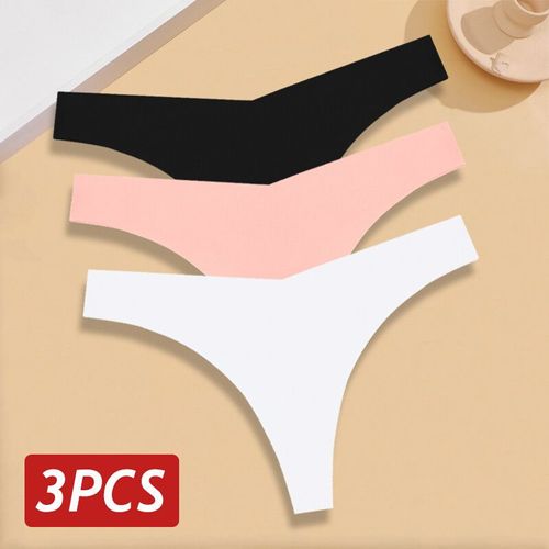 Culotte Sans Couture Pour Femme,String Sexy,Taille En V,Lingerie Ultra Fine,Sous-Vêtements Féminins Ice Injunderwear,Caleçon Doux,3 Pièces Par Ensemble