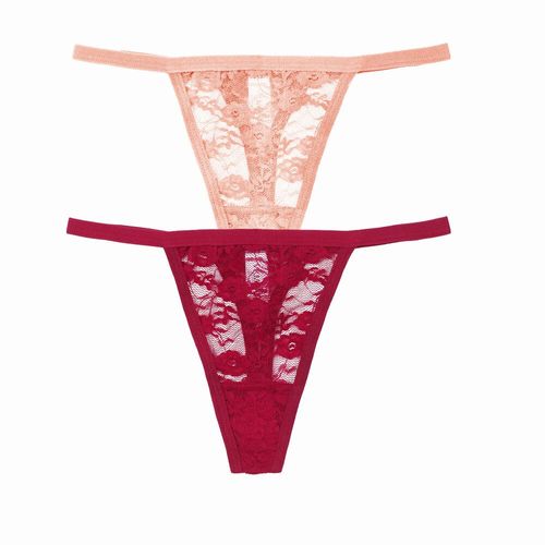 Culotte Sexy En Dentelle Pour Femme,Sous-Vêtement Taille Basse,String Transparent,Solide,Amissié,Lingerie Douce Et Respirante,2 Pièces/Ensemble