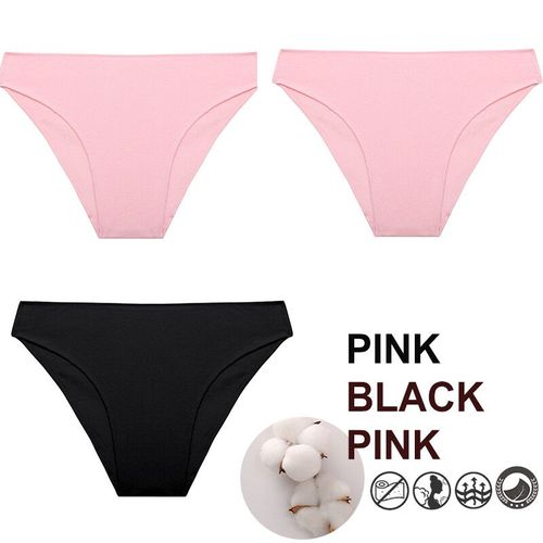 Finetoo-Culottes M-Xxl En Coton Pour Femmes,Sous-Vêtements Sexy Pour Femmes,Sous-Vêtements Pour Filles,7 Couleurs Unies,3 Pièces/Ensemble