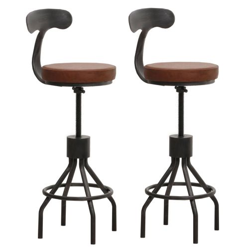 Lot De 2 Tabourets De Bar Hwc-N22, Chaise De Bar, Hauteur Réglable Pivotant Repose-Pieds, Acier Industriel Similicuir   Brun