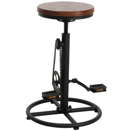 Tabouret De Bar Hwc-N19, Chaise De Bar Tabouret De Comptoir, Hauteur Réglable Pivotant Repose-Pieds Industriel Métal Massif-Bois   Brun