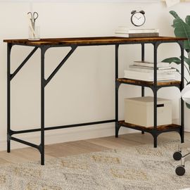 Vidaxl Bureau Chêne Fumé 120x50x75 Cm Métal Et Bois D'ingénierie