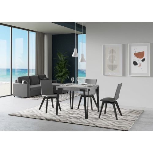 Table Extensible Effet Béton Gris 90x90/246 Cm
