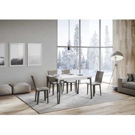 Table Extensible Effet Bois Frêne Blanc 90x140/244 Cm