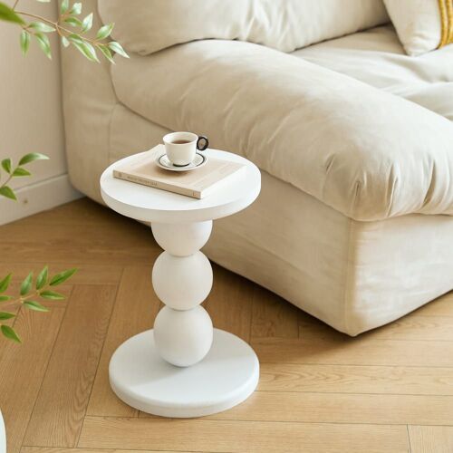 Table d'appoint ronde en bois blanc