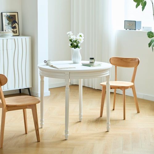 Table À Manger 4 Personnes Ronde En Bois De Pin Blanc