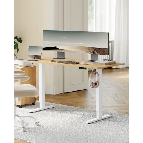 Bureau Électrique Réglable En Hauteur Sans Plateau De Table Blanc Mat