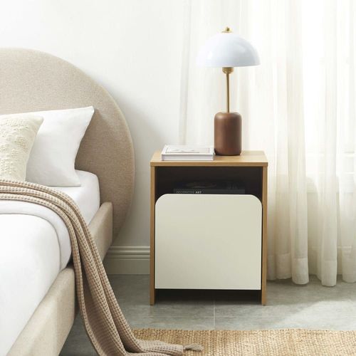 Table De Chevet Effet Chêne Et Porte Blanche