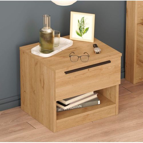 Table De Chevet Avec 1 Tiroir Et Un Compartiment Marron