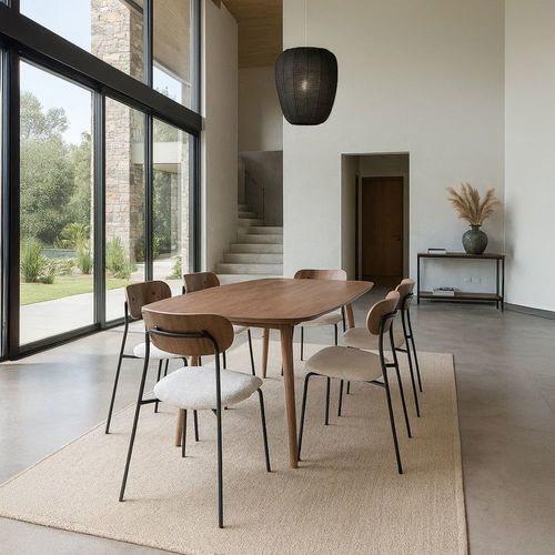 Ensemble Table Rectangulaire Et 6 Chaises Écru