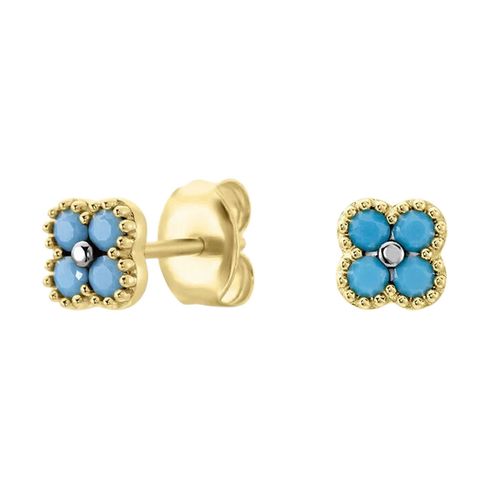 Boucles D'oreilles Puces Agatha Beloved Turquoises D Orées