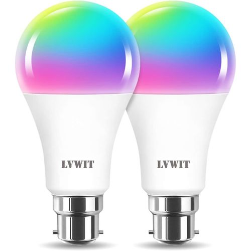 B22 Ampoule Connectée Alexa, 12w Smart A70 Ampoule Led Avec Wifi 1521lm, Compatible Avec Alexa Et Google Assistant,Remplace 100w Ampoule Incandescent, Lot De 2