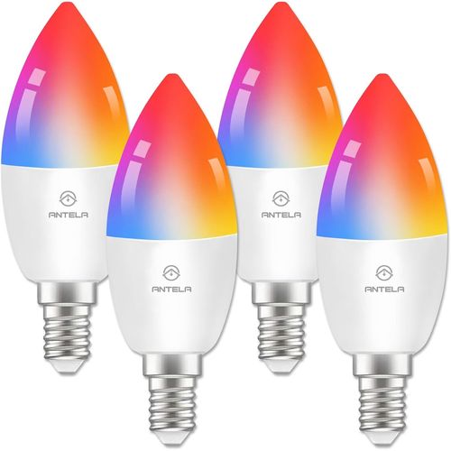 Ampoule Connectée Wifi Led E14 4.5w Ampoule Intelligente Compatible Avec Alexa Et Google Home, Télécommande, Commande Vocale, Couleur Dimmable, Aucun Concentrateur Requis, 4 Pcs