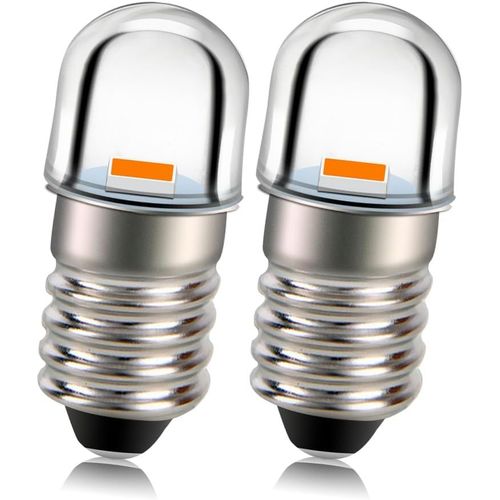 Ampoule Led E10 12v Jaune 2525 1smd Chip 100lm Remplacement D'ampoule Led Pour Flashlights Torche Lumière Terre Négative Paquet De 2