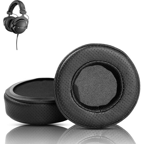 KAL-Remplacement Des Coussinets D'Oreille Pour Dt990 Compatibles Avec Les Casques Beyerdynamic Dt 990 Pro, Dt 770 Pro, Dt990, Dt770, Mmx 300 (Cuir Protéiné Perforé/Mousse À Mémoire De Forme)