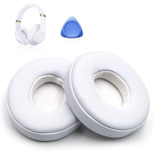SUBZONAL-Coussinets d'oreille,Coussinets de Remplacement,Oreillettes de Remplacement avec Cuir de Protéine et Mousse à Mémoire,Coussinets Compatible avec Casque Beats Solo 2 Solo 3 Wireless (Blanc)