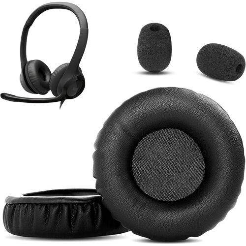 KAL-Coussinets D'Oreilles Compatibles Avec Les Casques Jabra Hsc011 Uc Voice 550 Ms Duo Wired Usb Coussin De Remplacement Pour Oreille (Cuir Protéiné/Mousse À Mémoire)