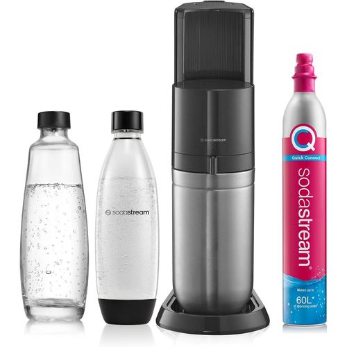 lbgwp60-DuoMachine À Eau Pétillante, Machine À Eau Pétillante Et 2 Bouteilles D'Eau Pétillantes De 1 L, Machine À Boissons Rétro Avec Bouteille D'Eau Sans Bpa, Carafe En Verre Et Bouteille De Gaz