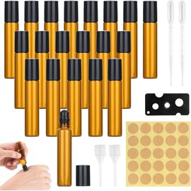 YIZHAO Marron Flacon Roll On Vide 10ml, Flacon Roll On En Verre, Pour Huile Essentielle, Rechargeable, Aromathérapie, Parfum, Massage,avec [Bille En