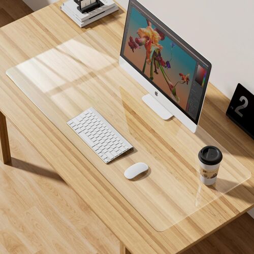 JEXNOVASHOP-Tapis de Bureau Transparent 60X30cm, PVC Antidérapant Sous-main transparent, Sous Main Bureau pour bureau et ordinateur
