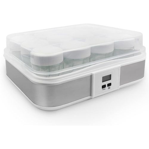 asas456-Yaourtière,Machine Pour Yahourt Naturel,12 Pots,Avec Minuteur,30,6 X 25 X 12,4Cm,Blanc,Capacité Par Pot: 0,21 L,Réglage De La Minuterie: 0-15 Heures