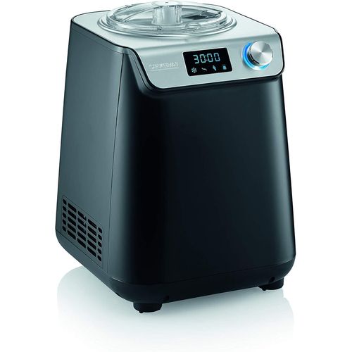 SUBZONAL-SEVERIN Sorbetière 2-en-1 Compacte 135 W, Sorbetière électrique et yaourtière d'une capacité 1,2 L, Machine à glace avec livre de recettes, noir, EZ 7407