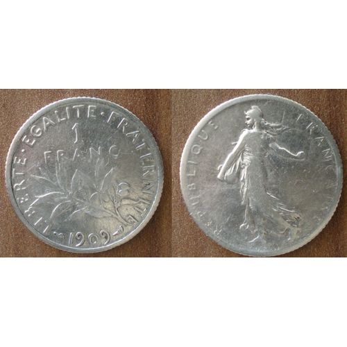 France 1 Franc 1909 Semeuse Par Roty Piece Argent Francs