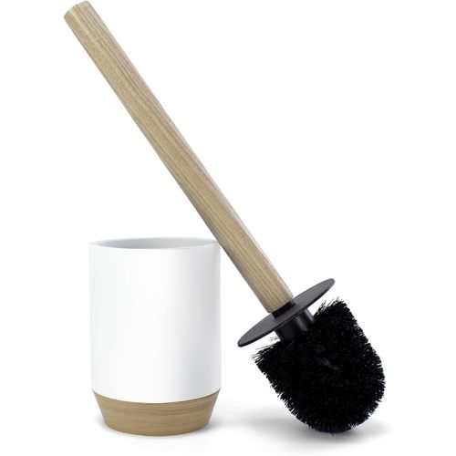 lbgwp60-Wc Wc Série Bélier Blanc Mat Résine Et Bois Base Peinte À La Main Noire Amovible 9,1Ø X 34,5 Cm Hauteur (Blanc)