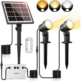 ERSHI-Spots Solaires avec Télécommande 2700K-6000K Éclairage Solaire IP66 Etanche 2 Modes Dynamiques 3 Luminosité Minuterie Lampe [1066]
