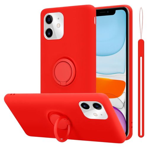 Coque Pour Apple Iphone 11 En Liquid Red Housse De Protection Étui En Silicone Tpu Flexible Avec Anneau