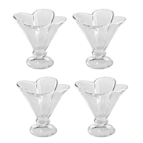 Intirilife Ensemble De 4 Coupes À Glace En Verre - 12.2 X 11.2 Cm - 4 X 200 Ml - Verres À Glace, Coupes À Dessert Avec Pied