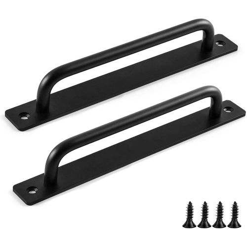 Tianyi-Lot De 2 Poignées De Porte Coulissantes Noires En Alliage D'aluminium Pour Armoire, Abri De Jardin, Garage, Placard, Salle De Bain, Cuisine, Porte ¿ 180 Mm X 25 Mm