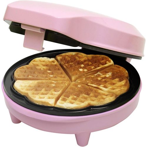 Asfasfq-Gaufrier Pour Gaufres Classiques En Forme De C?Ur, Gaufrier Avec Revêtement Anti-Adhésif Pour Gaufres En Forme De C?Ur, Design Rétro, 700 Watts, Couleur: Rose