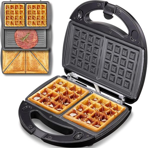 lbgwp60-MachineÀ Sandwich 3 En 1, Gaufrier, Grille De Contact, Plaques Allant Au Lave-Vaisselle Et Antiadhésives