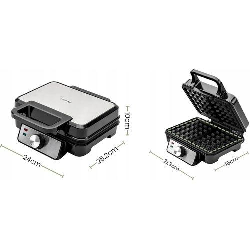 KALANKA-Huslog Gaufrier 1200W, 2 Grandes Gaufres Belges, Plaques Antiadhésives, Poignée Cool-Touch, Réglage Température, Compact, Chauffe Rapide, Noir