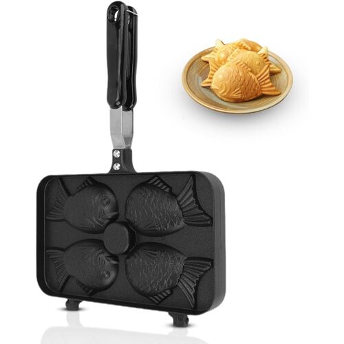 Taiyaki Moule À Gâteau En Forme De Poisson, Moule À Gaufres Antiadhésif, Double Face, Moule À Gâteau Avec Long Manche Et 4 Grilles Pour La Maison, La Cuisine Et Les Fêtes