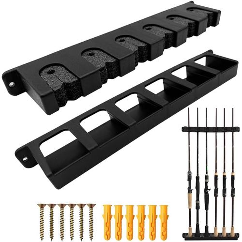 Lbgwp60-1paire De Supports De Cannes À Pêche - Support Mural - Support De Canne À Pêche - Rangement De 6 Cannes À Pêche - Pour La Famille, Le Mur, Le Garage, Le Rangement - Accessoires De Pêche - Noi