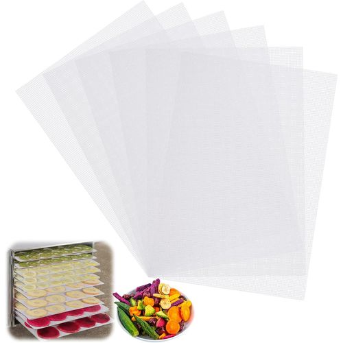 lbgwp60-10Pièces Feuilles De Déshydrateur Carrées En Silicone,38.5×28.5Cm Tapis De Déshydrateur Antiadhésifs,Sans Bpa Maille Séchoir À Fruits Tapis,Pour Fruits,Viandes,Fruits De Mer,Céréales Et Légum