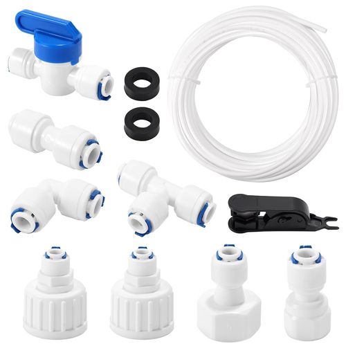 lbgwp60-26PcsKit Tuyau Réfrigérateur, Kit Tuyau Frigo 1/4 Inclure Tube Pe 15M Et Raccords Pour Machine À Glaçons Machine À Café Réfrigérateur