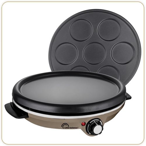 8694 Crépière Duo 1000 Muscade, Crépière Électrique 2 En 1 : Crêpes Et Pancakes, 2 Plaques Amovibles, Anti-Adhésives, Thermostat Réglable, 1000 W, Muscade[PLA6120228]